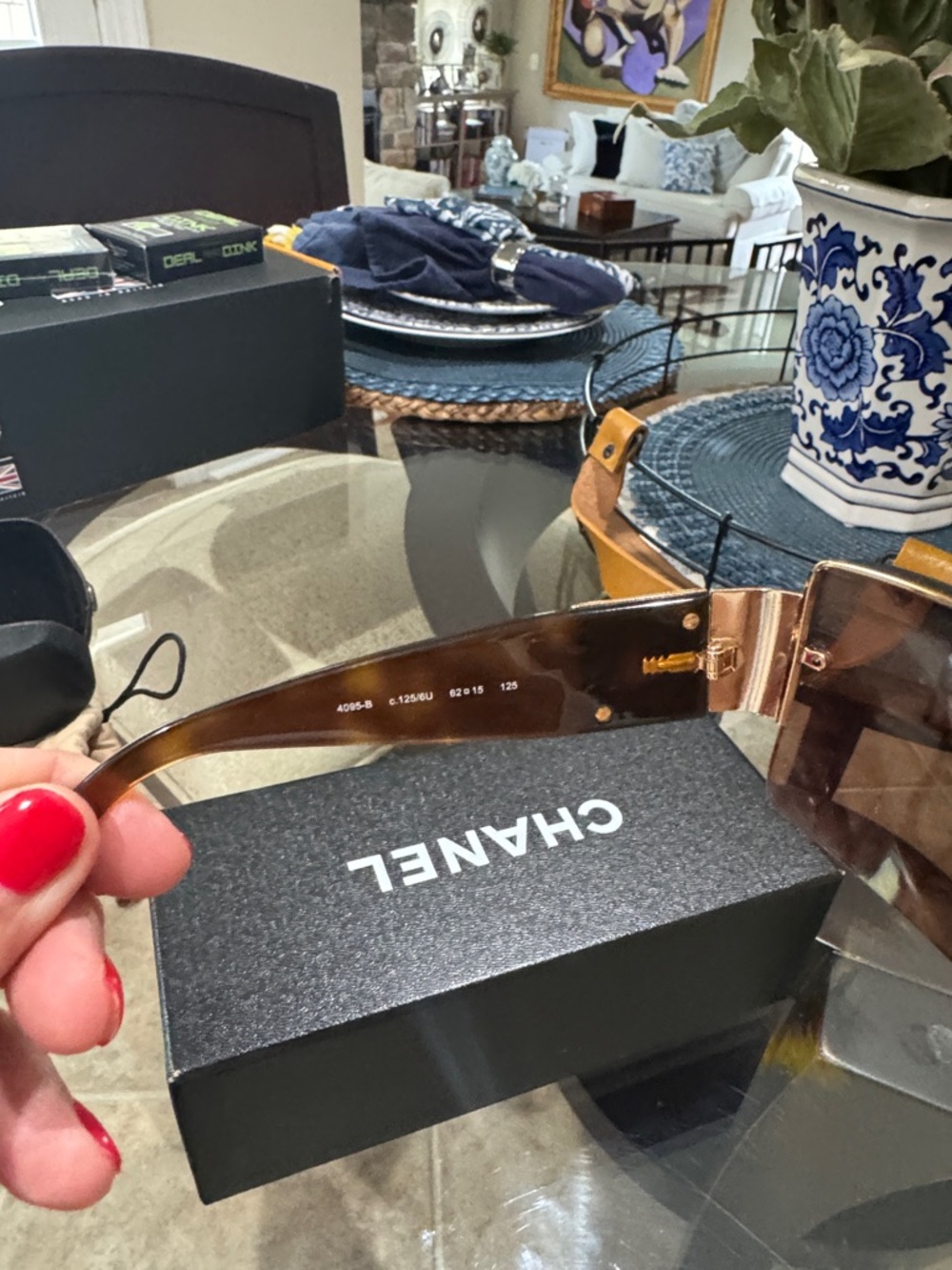 CHANEL Brown Gradient Rimless Sunglasses with Tortoiseshell Temples - Picture 6 of 10